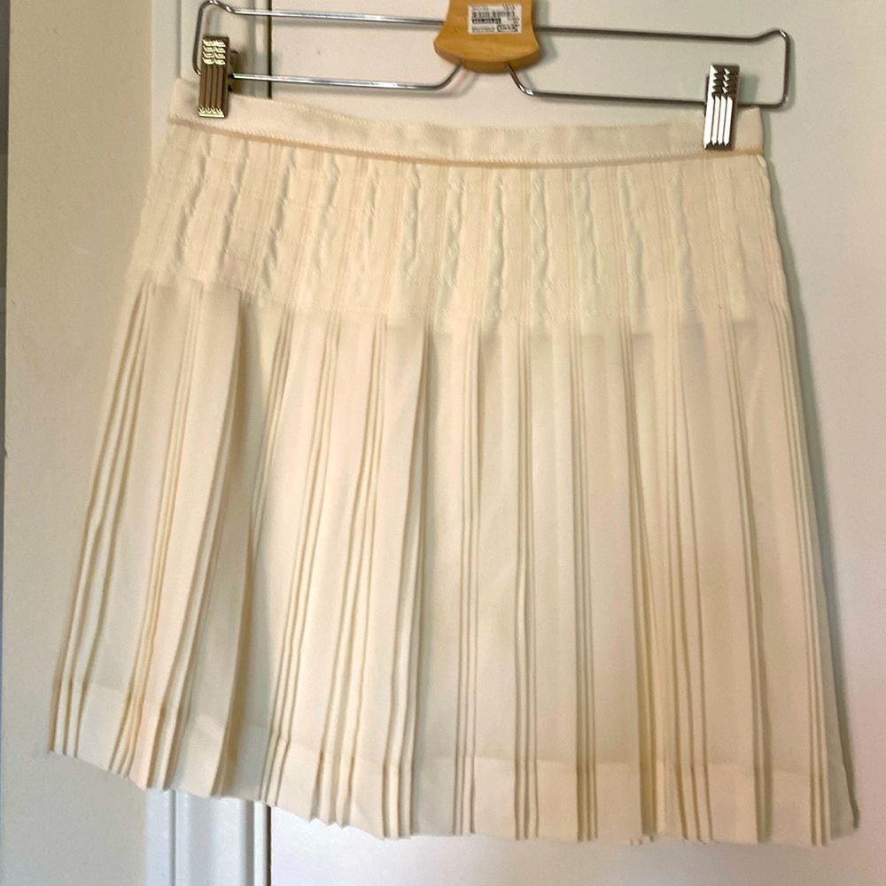 J crew pleated white skirt